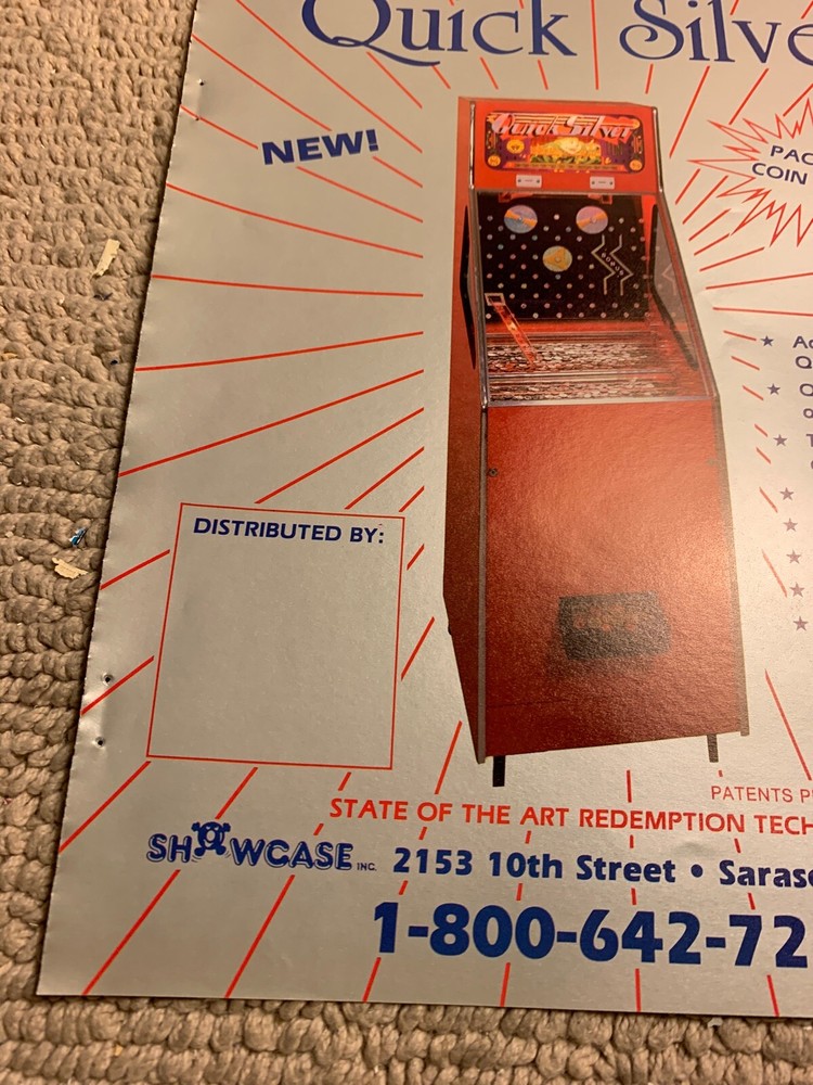 11- 8 1/4” Quick Silver 1988 arcade game AD FLYER