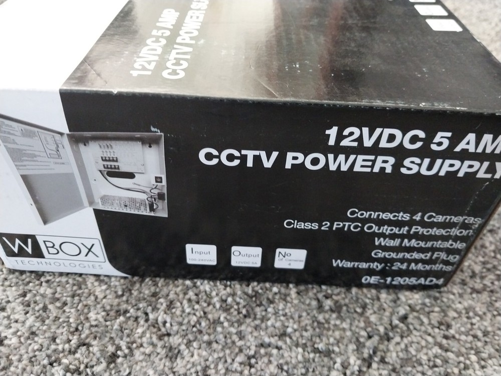 WBox Technologies 4-Channel CCTV Camera Power Supply 12V-DC 5 NEW