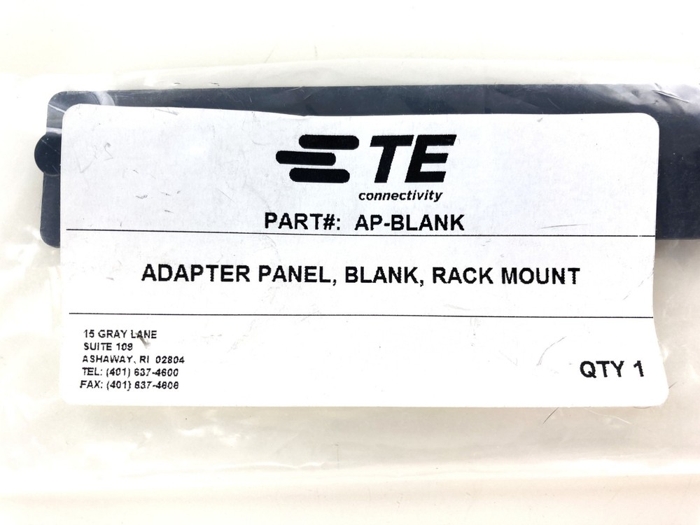 TE Connectivity AP-BLANK Adapter Panel, Rack Mount, Black