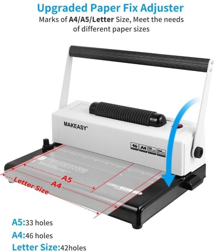 MAKEASY Coil Spiral Binding Machine - Manual Hole Punch