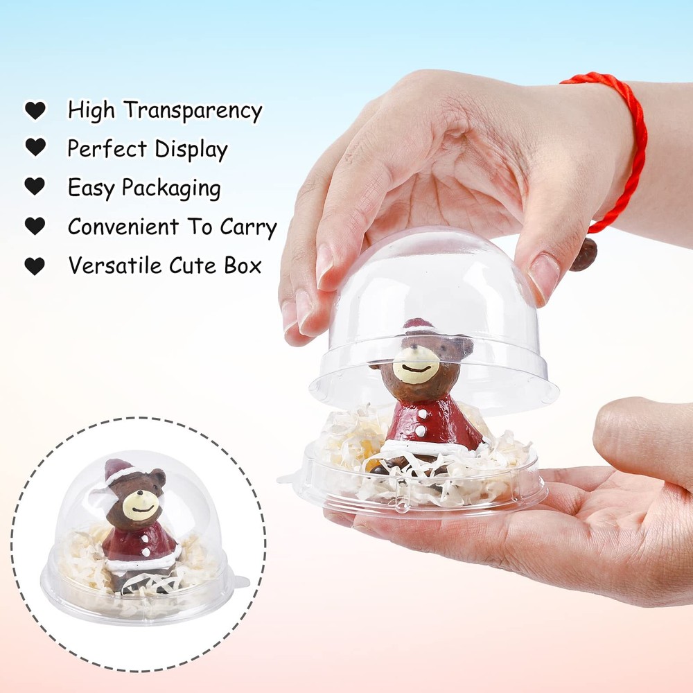 100 Pack Mini Plastic Cupcake Container Muffin Dome Box for Wedding Birthday