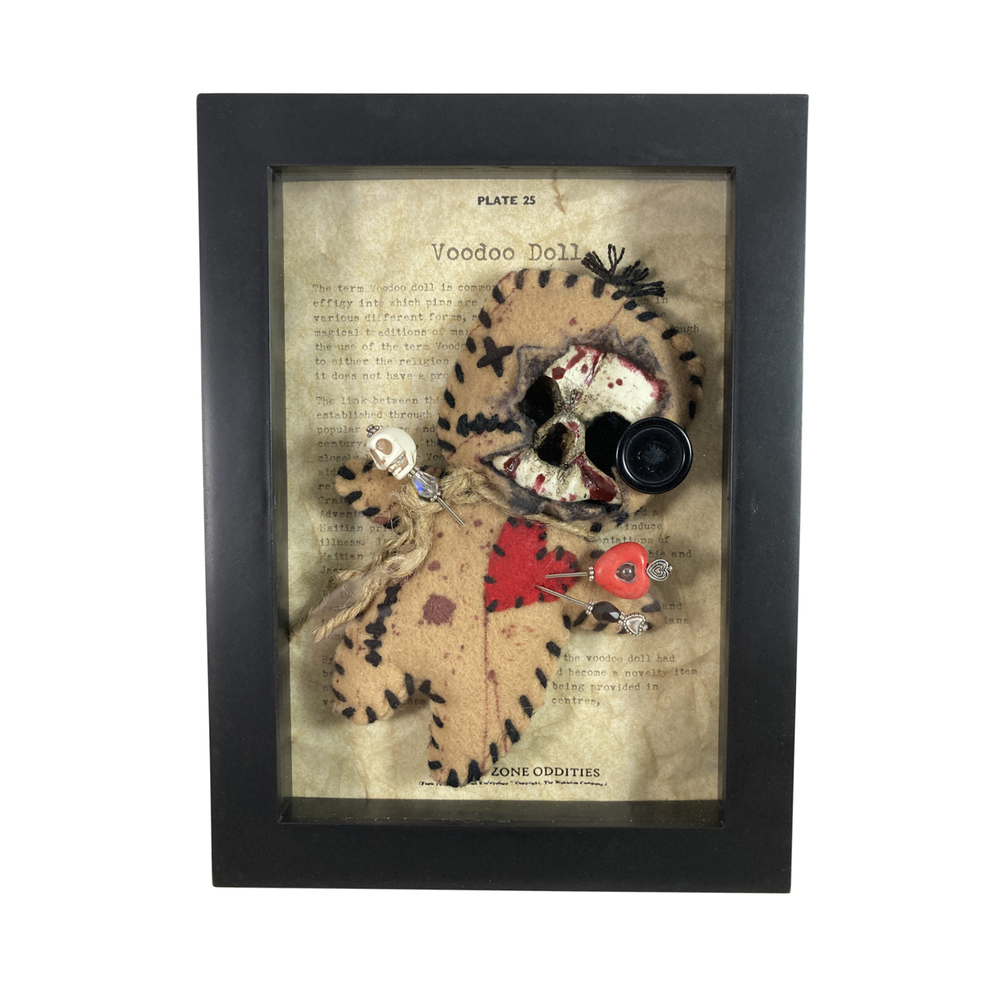 Skull Voodoo Doll in Frame Witchcraft Cursed Magic Gaff Oddity Magic Hex Hoodoo