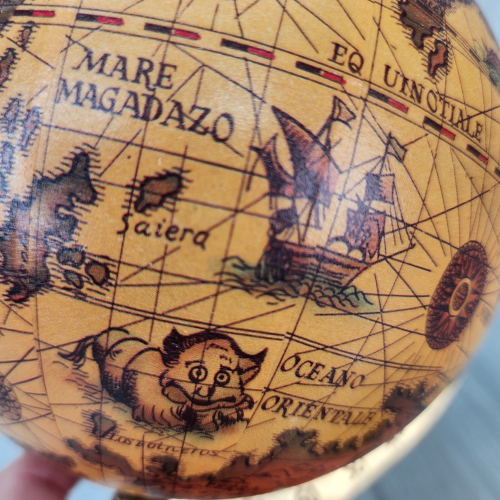 World Globe 9" Tabletop Rotating Brown Tapestry Gothic Cosplays Dungeons Dragons