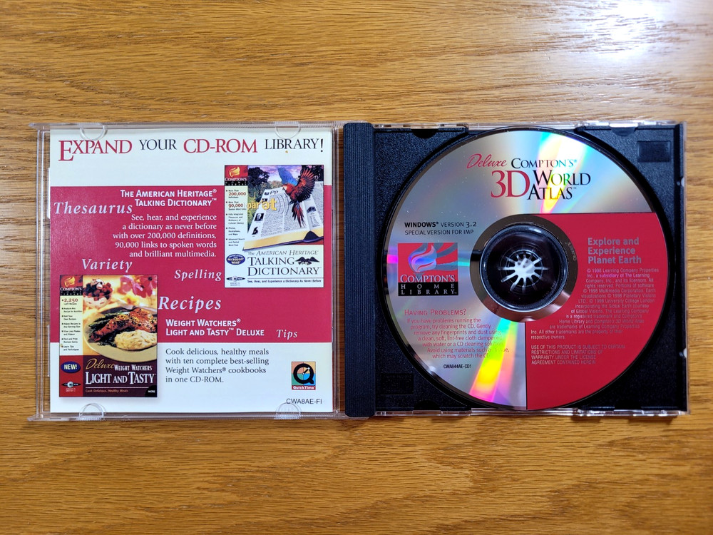 Compton's Deluxe 3D World Atlas PC CD-Rom Home Library for Windows 95 Computer