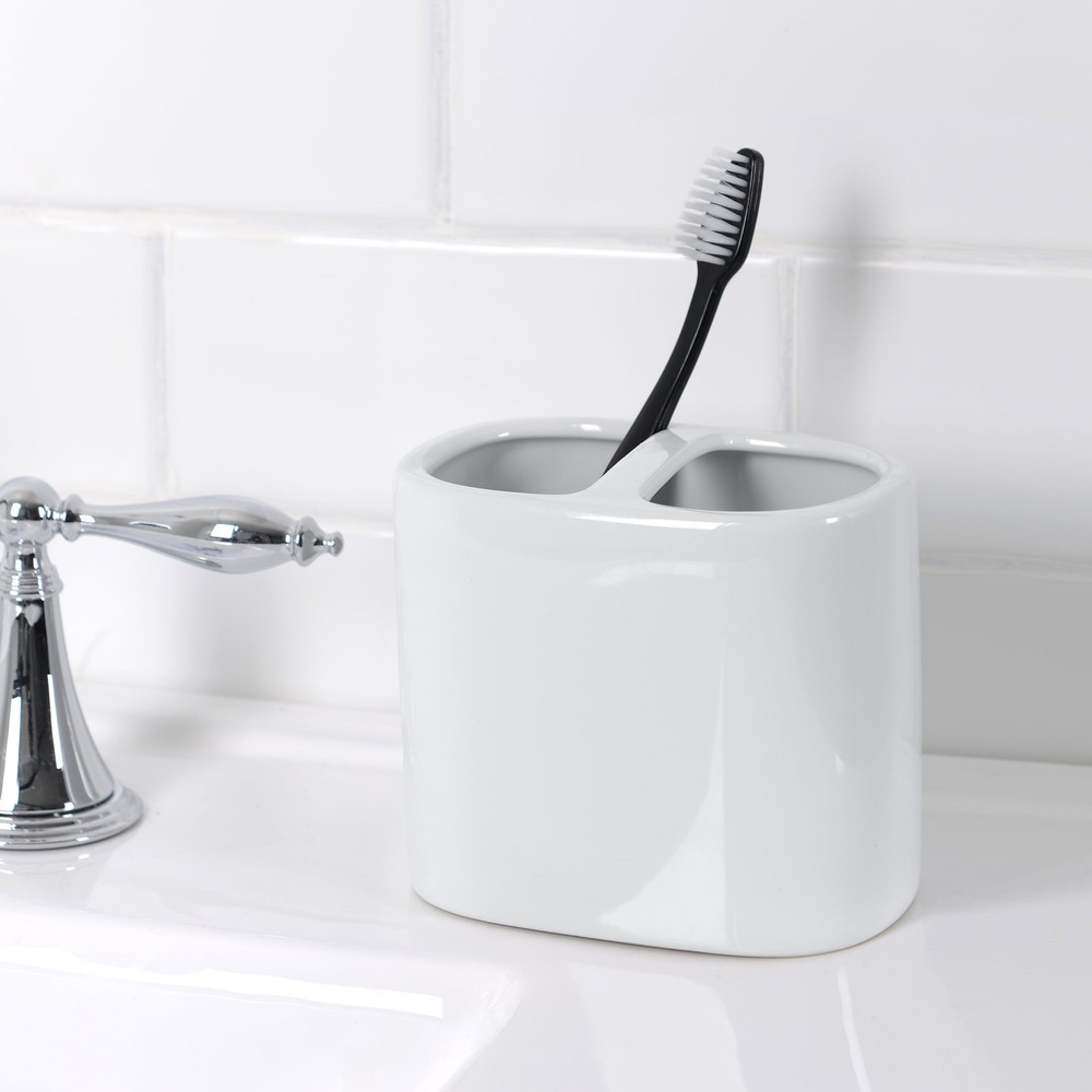 Mainstays Basic Rich Black Ceramic Toothbrush Holder for Adults