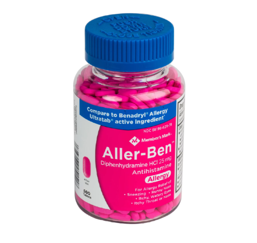 Member’s Mark Aller-Ben Allergy Medication 600 Tablets 25mg ~ Compare 2 Benadryl