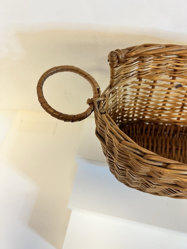Wicker Basket with Handles Rectangular Farmhouse Bread Serving Storage