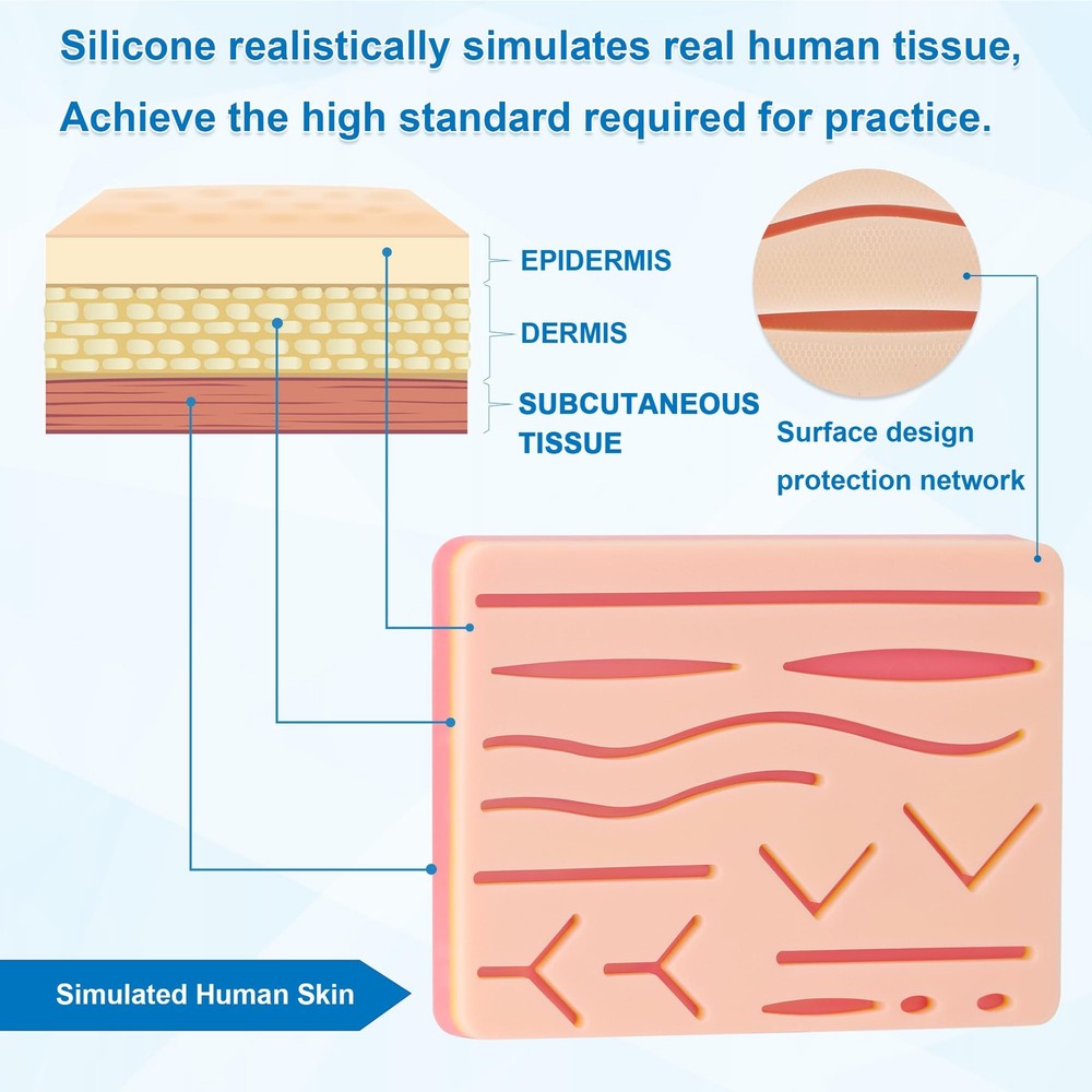 Spectabilis Suture Practice Kit: Silicone Pad, Instruments for Medical Students