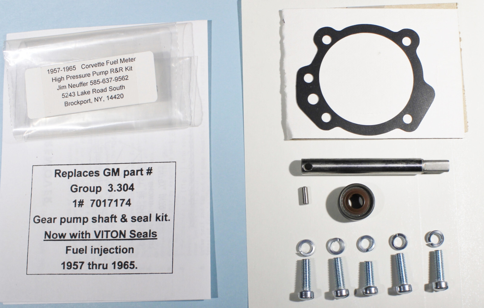 1957-1965 Chevy Corvette Fuel Injection Pump Shaft_ Pin_Viton Seal_Install Kits