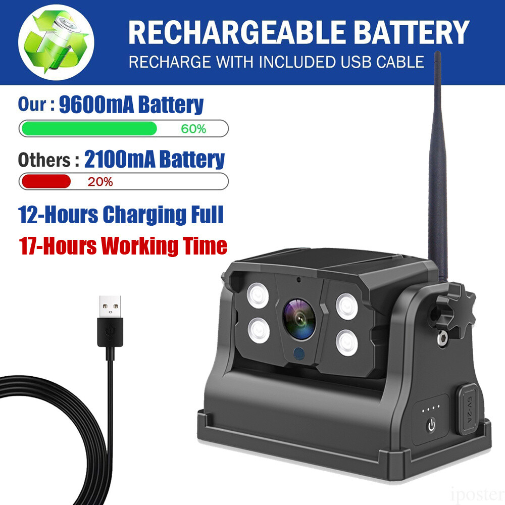 WiFi Backup Camera Magnetic Base Battery Powered Sonix App HD For iPhone/Android