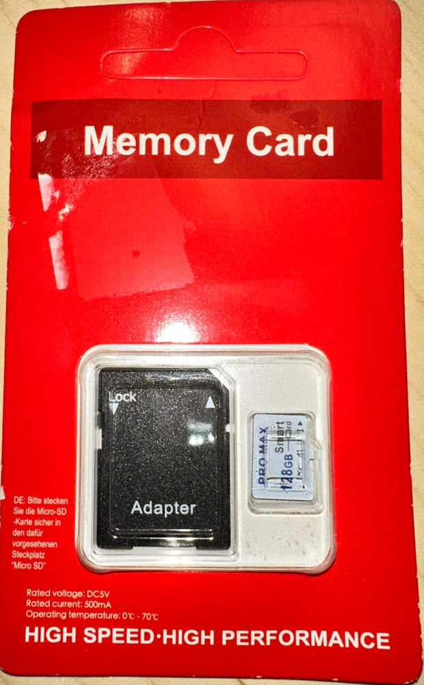 MicroSD Memory Card 128GB With Adapter Card