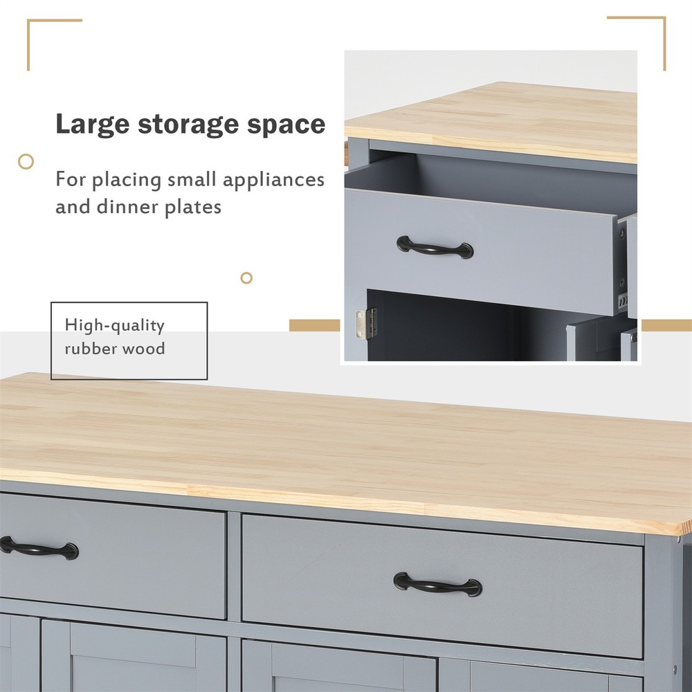 Rolling Kitchen Island Cart with Solid Wood Top & Locking Wheels w/ Drawers