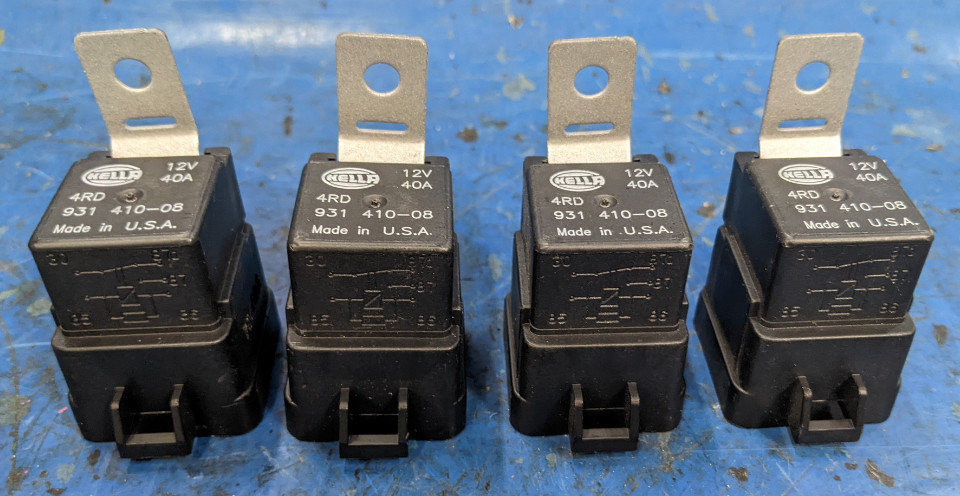 SET of 4 - Hella Original 12V 40A Relay with Bracket 4RD 931 410-08 Made in USA