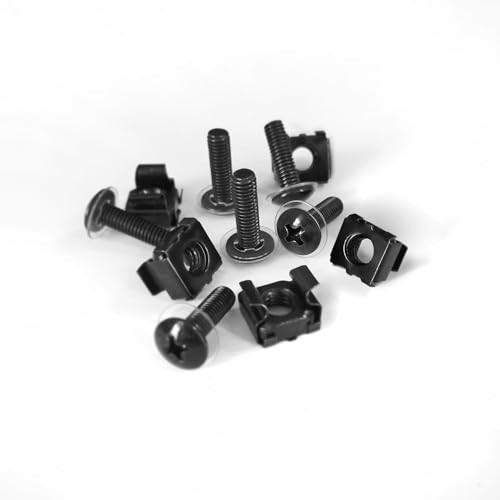 Rack Screws & Cage Nuts for Server Cabinets - 50 Sets Black Mounting Clips