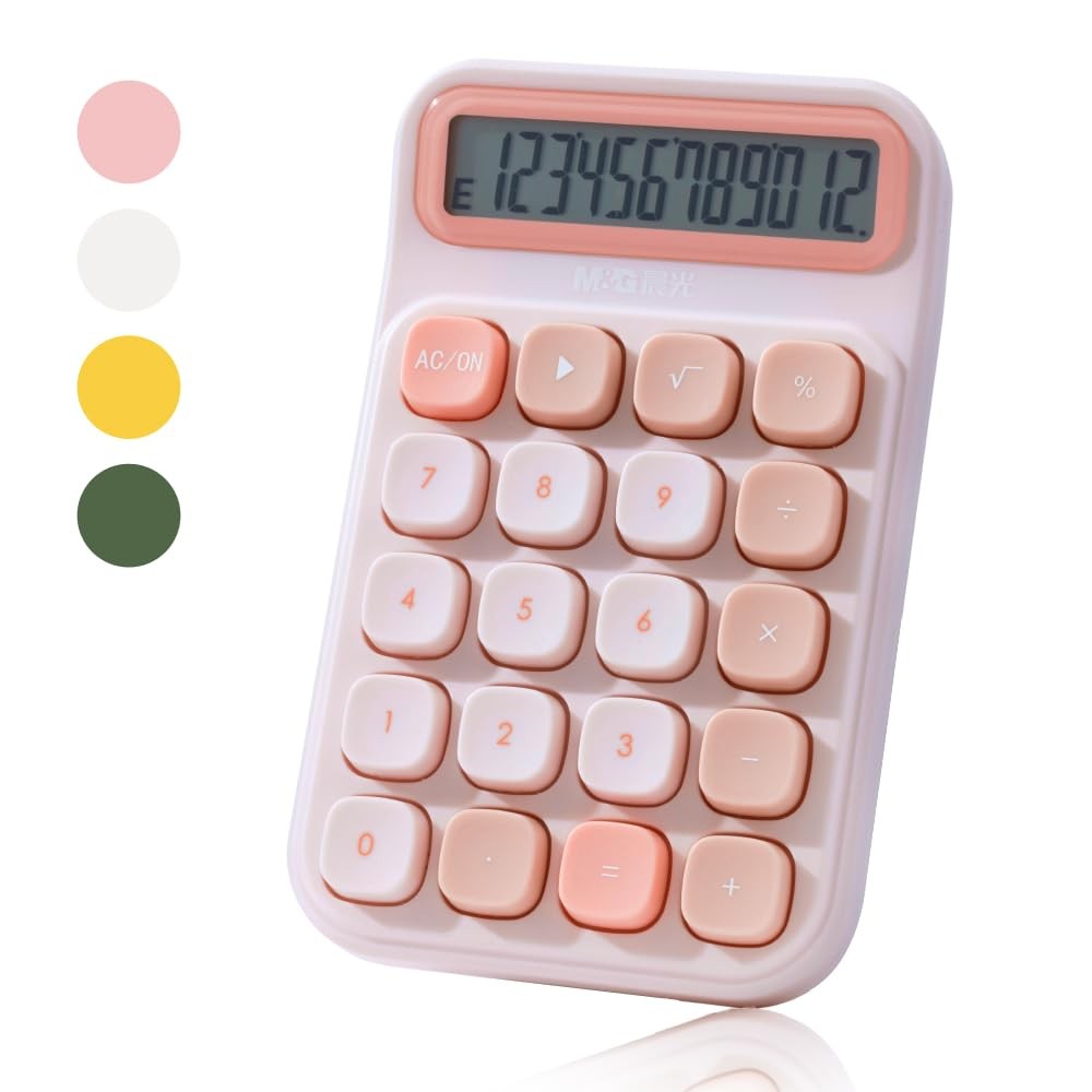 Mechanical Switch Calculator, 12 Digits, Large LCD Display and Big Buttons, C...