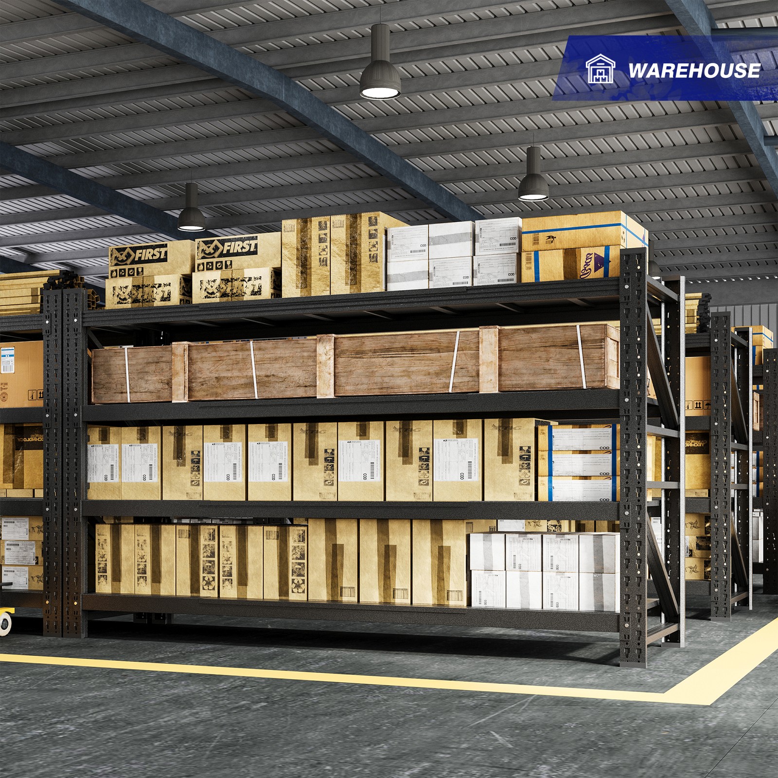 8000lb Heavy Duty Steel Shelves 68"W, Garage/Warehouse Rack Metal Storage Rack