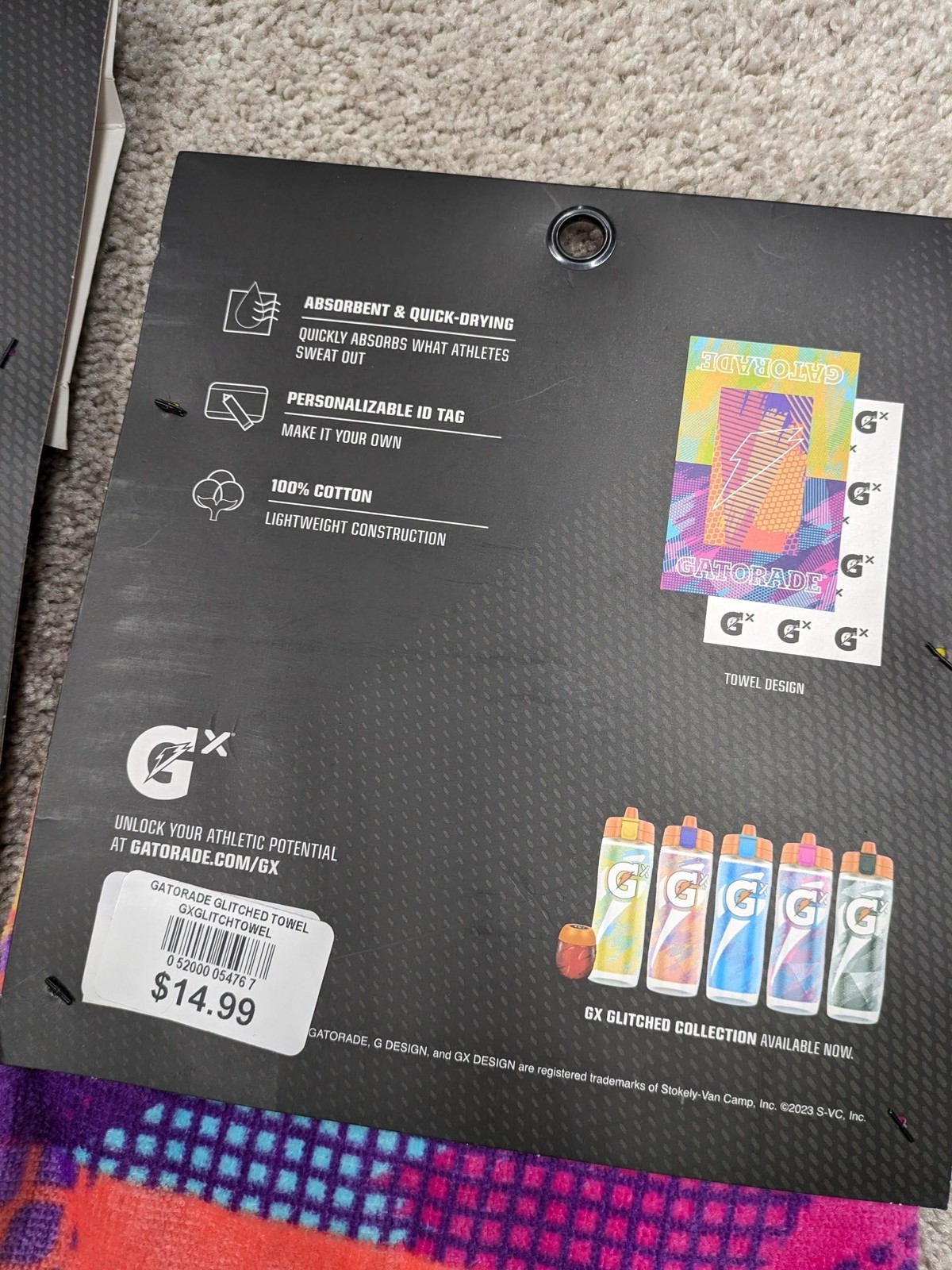 Gatorade GX Sports Towel Glitched Collection 16x25 Cotton Gym Multi Print