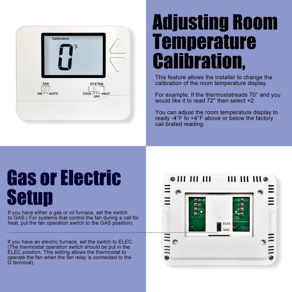 Non-Programmable Thermostats for Home Conventional Single-Stage Systems, up to