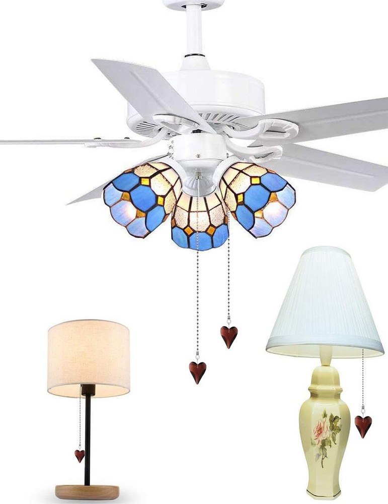 Ceiling Fan Pull Chain Extender, 2-Pack 12 Inch Crystal Heart Decorative Pull...