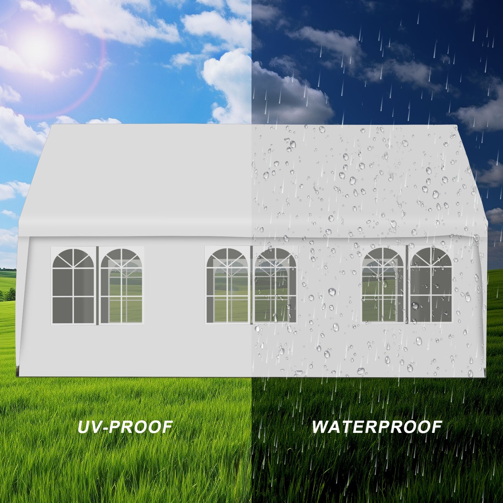 Aoodor 20'x20' Outdoor Party Tent Heavy Duty Wedding Canopy Gazebo Waterproof