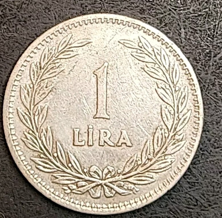 1948 ~ Turkey 1 Lire Silver Coin