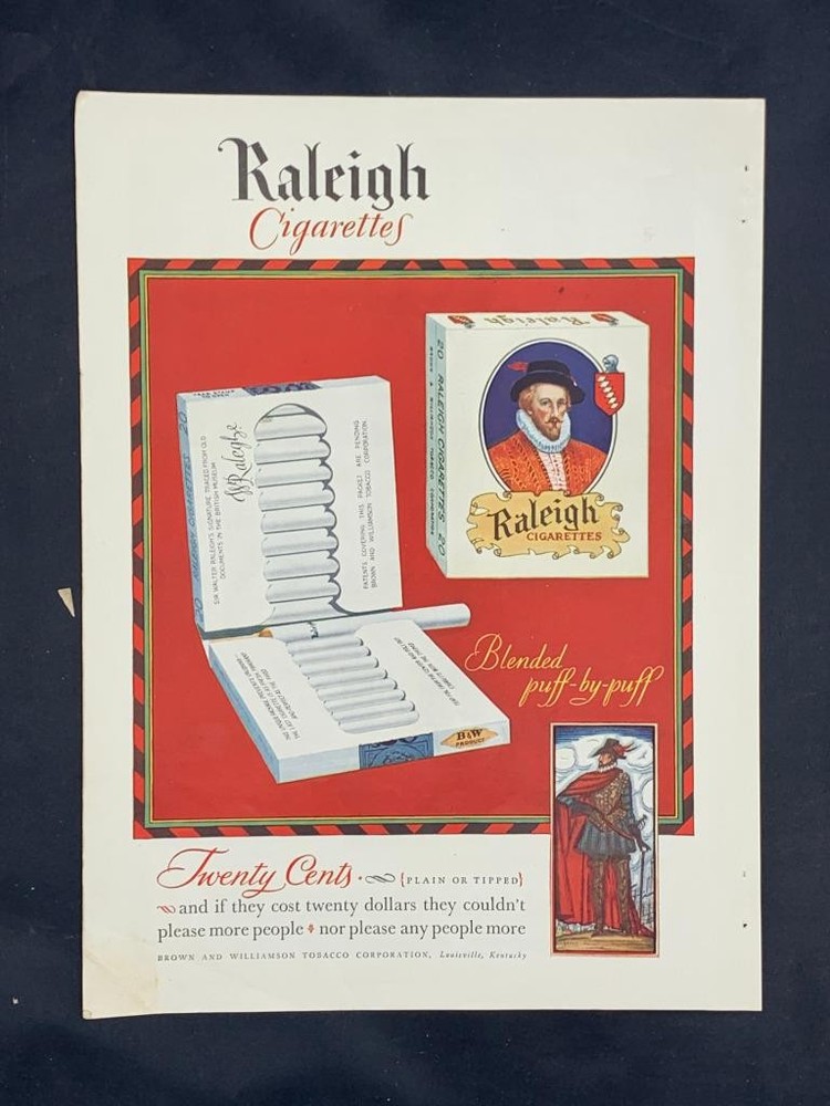 Magazine Ad - 1929 - Raleigh cigarettes