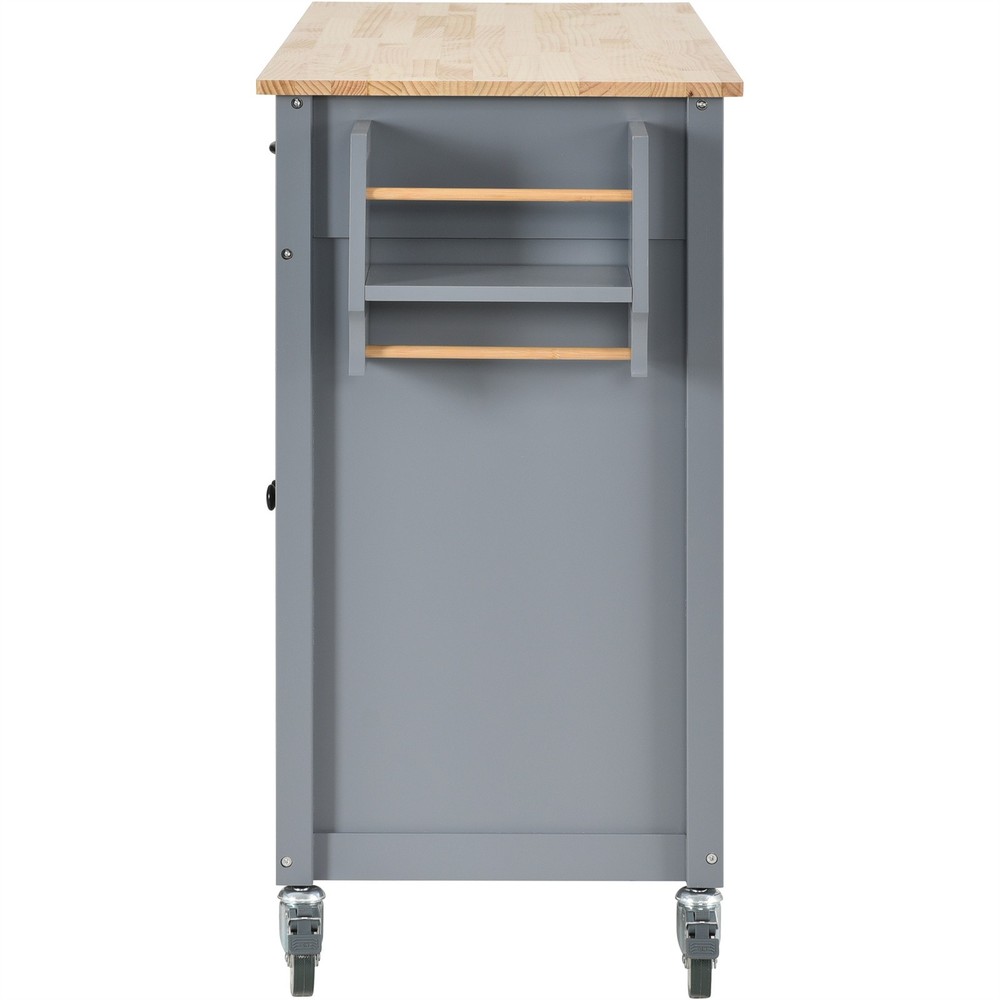 Rolling Kitchen Island Cart with Solid Wood Top & Locking Wheels w/ Drawers