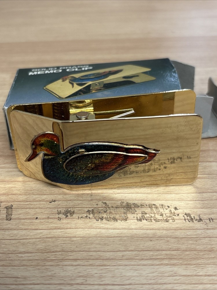 vintage solid brass memo clip