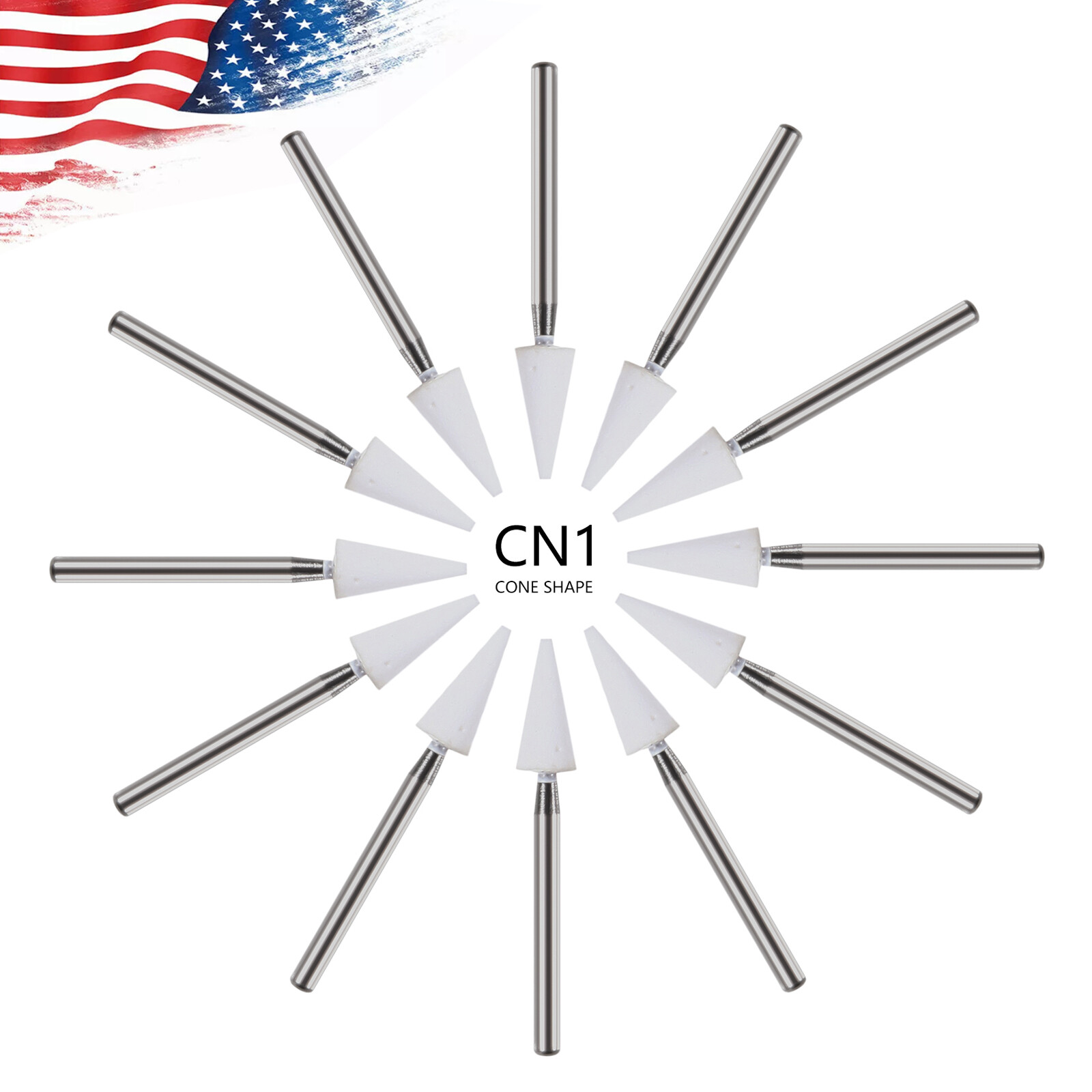 Dental White Stone Aluminum Oxide Polishing FG Burs For High &Low Speed 12/pk st