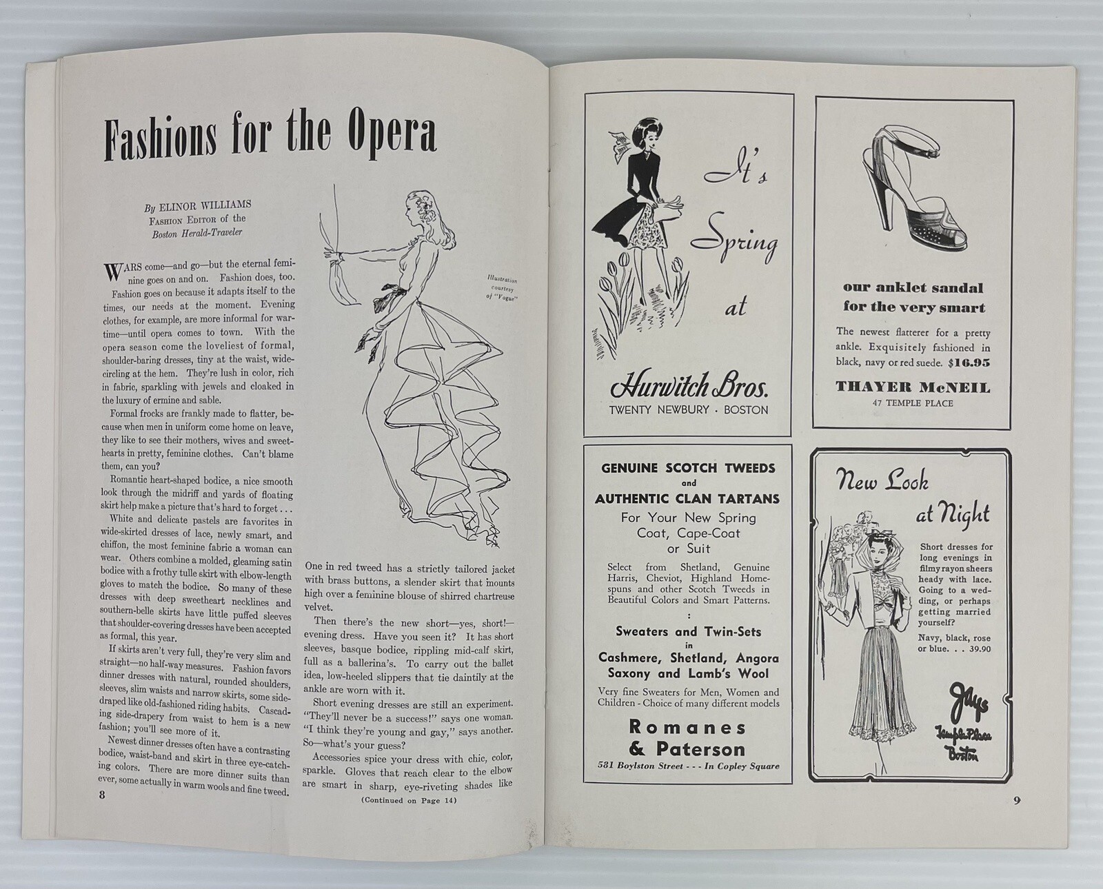 c1940s 1942 Metropolitan Opera Boston MASS Vintage Program w/ VTG Advertisements
