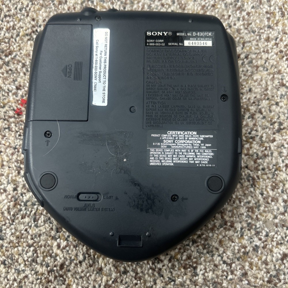 Sony Discman ESP CD Player D-E307CK