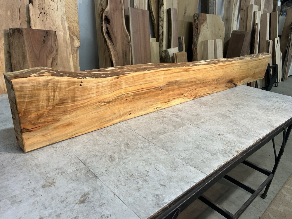 Figured Maple Mantel/Fireplace Mantel Beam/Solid Wood/Live Edge Maple Shelf