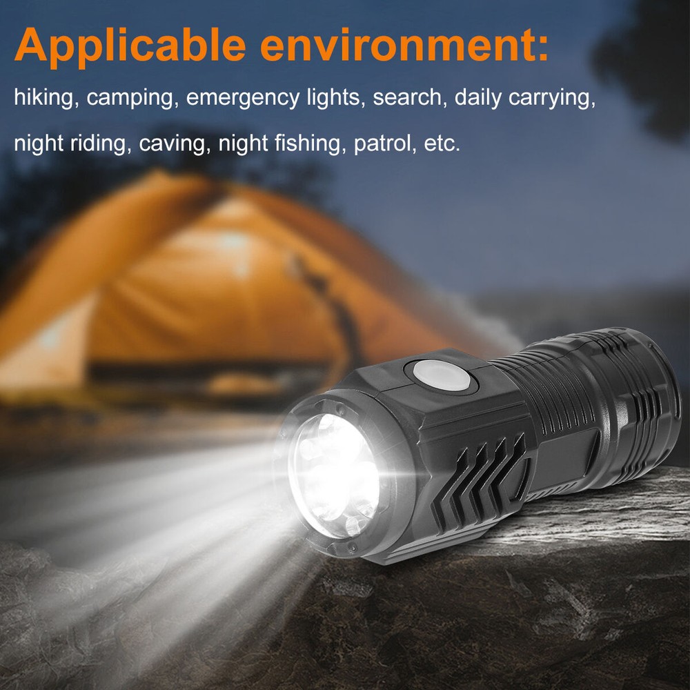 3X Super Bright LED Mini Tactical Flashlight USB Rechargeable Lamp 5 Modes Light