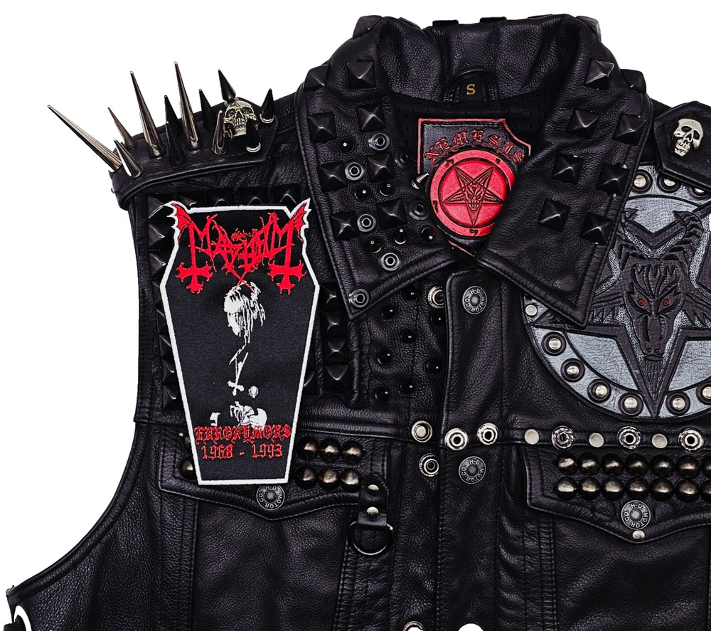 MAYHEM EURONYMOUS RED | WHITE COFFIN BORDER EMBROIDERED PATCH