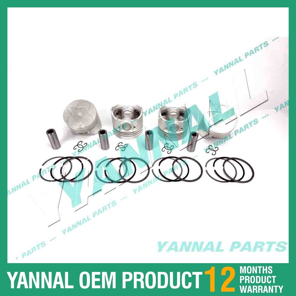 4Pcs Piston With Piston Ring+0.5mm For Kubota V3300IDI 91H engine (oversize)