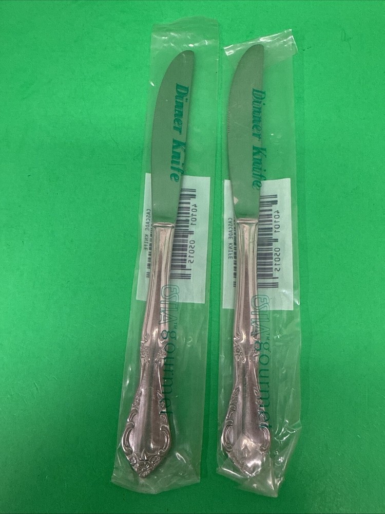 2 Estia Cascade Stainless Flatware Dinner Knife 8 5/8"