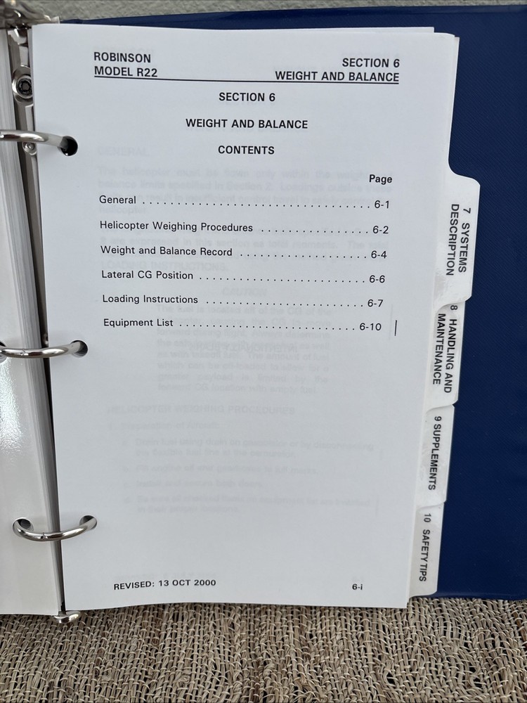 Robinson R22 Pilot's Helicopter Operating Handbook
