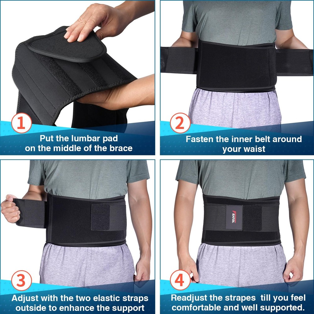 FEATOL Lumbar Back Brace Support Belt for Pain Relief, Sciatica, Herniated Disc