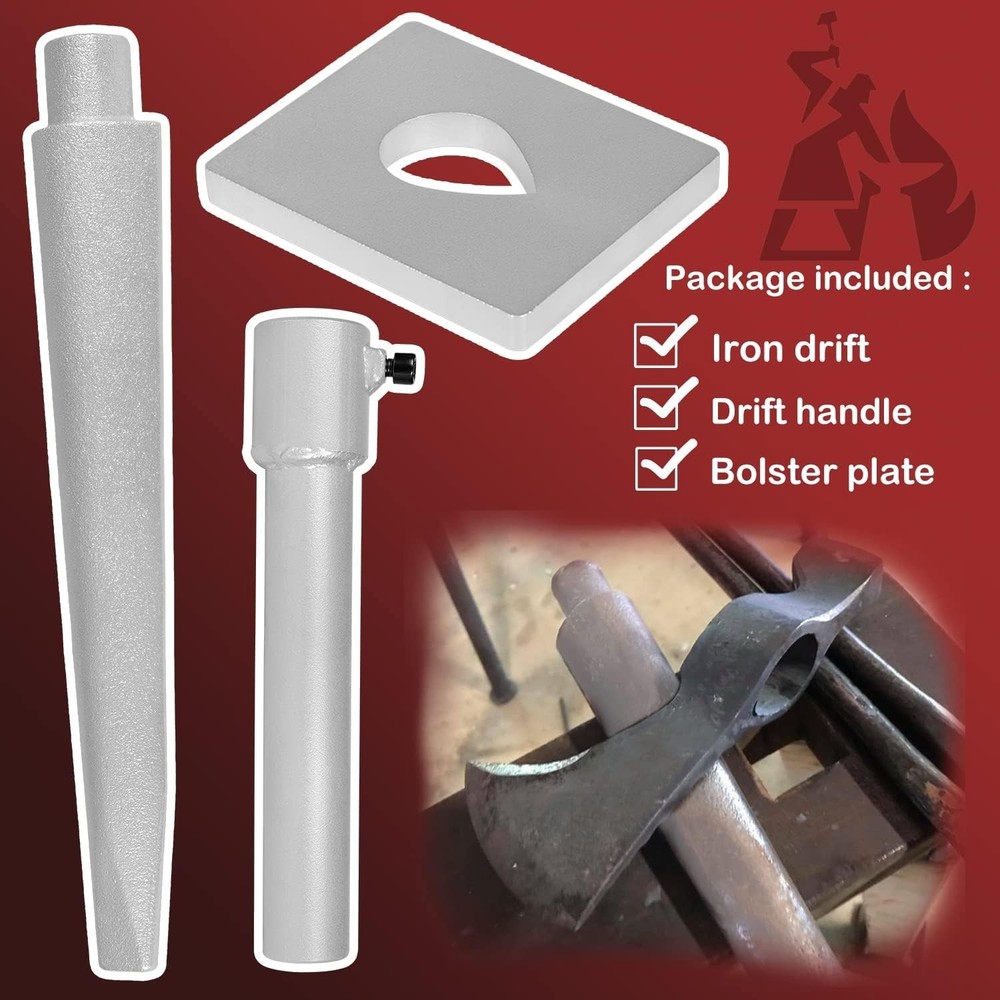 Blacksmith Tomahawk Drift Set Forging Axe Hammer Eye Drift Tool w/Handle Plate