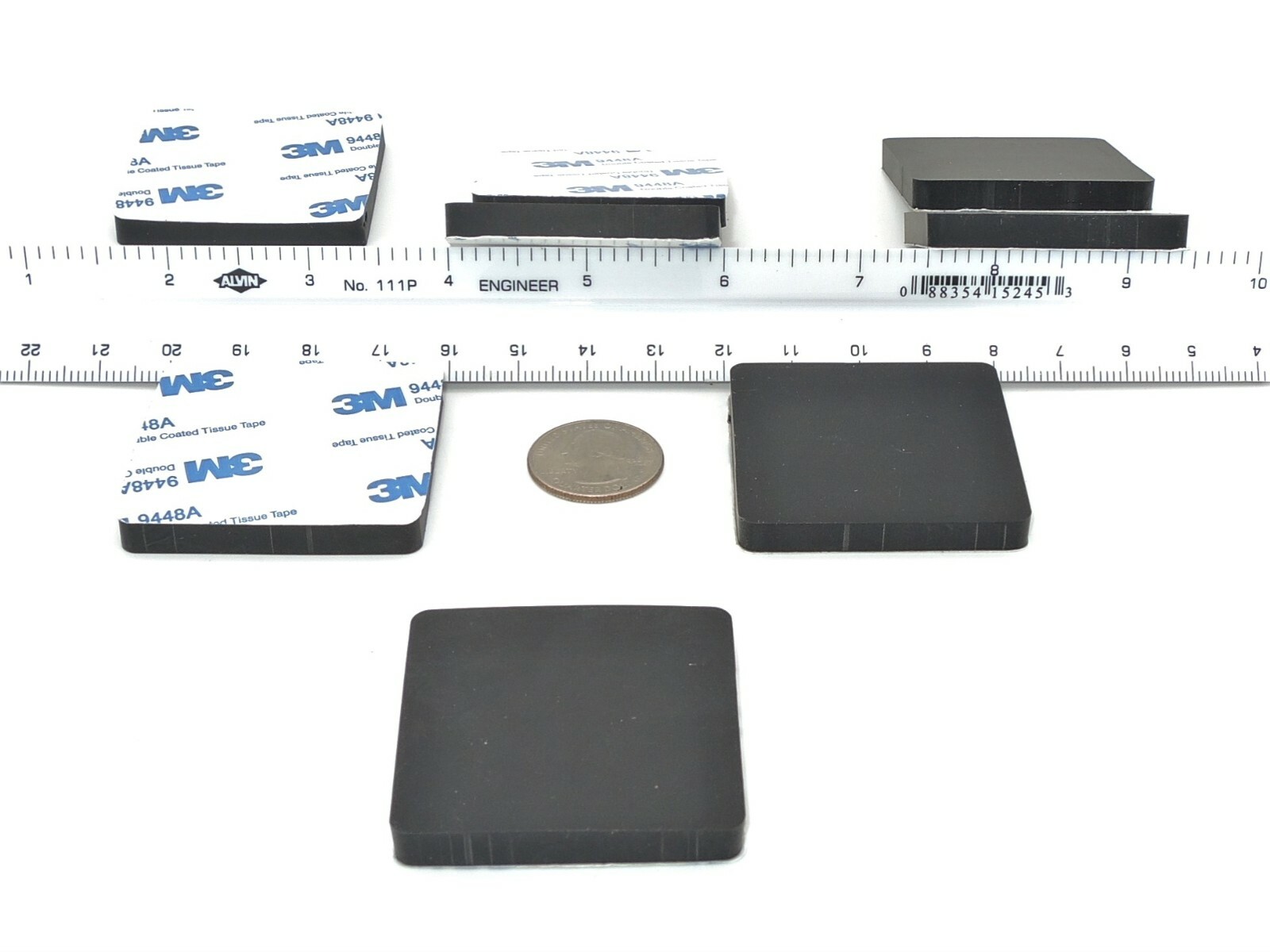 2" Square x 1/4" Thick Silicone XL Rubber Pads Rubber Feet Bumpers 3M Backing