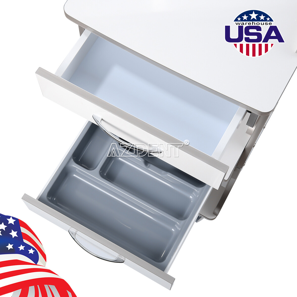 AZDENT Dental Mobile Cabinet Cart with Drawers /Tool Cart Trolley with Sockets