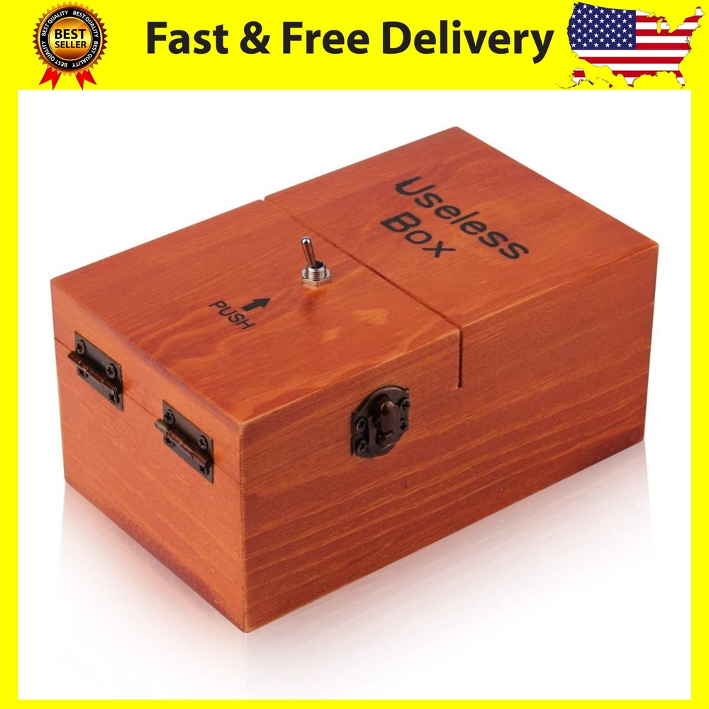 Useless Box Leave Me Alone Machine Fully Assembled in Real Wood(Brown)