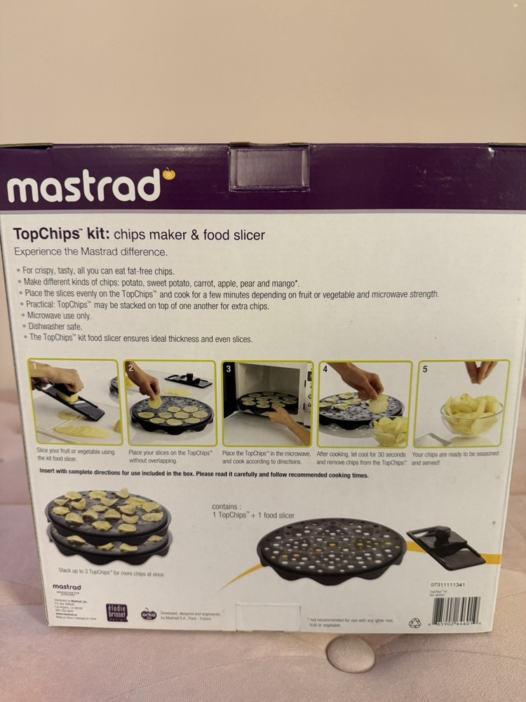 New Mastrad TopChips Microwave Chips Maker & Mini Mandoline Slicer Set