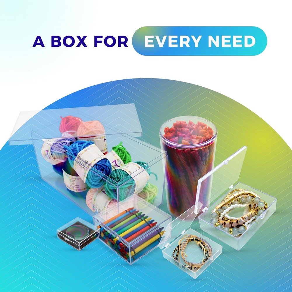 10-Pk Clear Hinged Plastic Container Keepsake Storage Boxes 3 1/2" L x 2 9/16" W