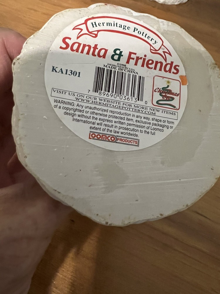 Santa & Friends Lot Of 3 Christmas Figurines 1998 By Hermitage Pottery 4.5”