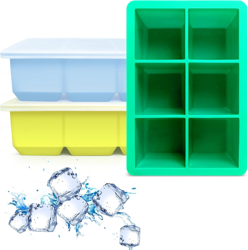 Silicone Ice Cube Trays 3 Pack - Large Size Silicone Ice Cube Molds with Leak Pr