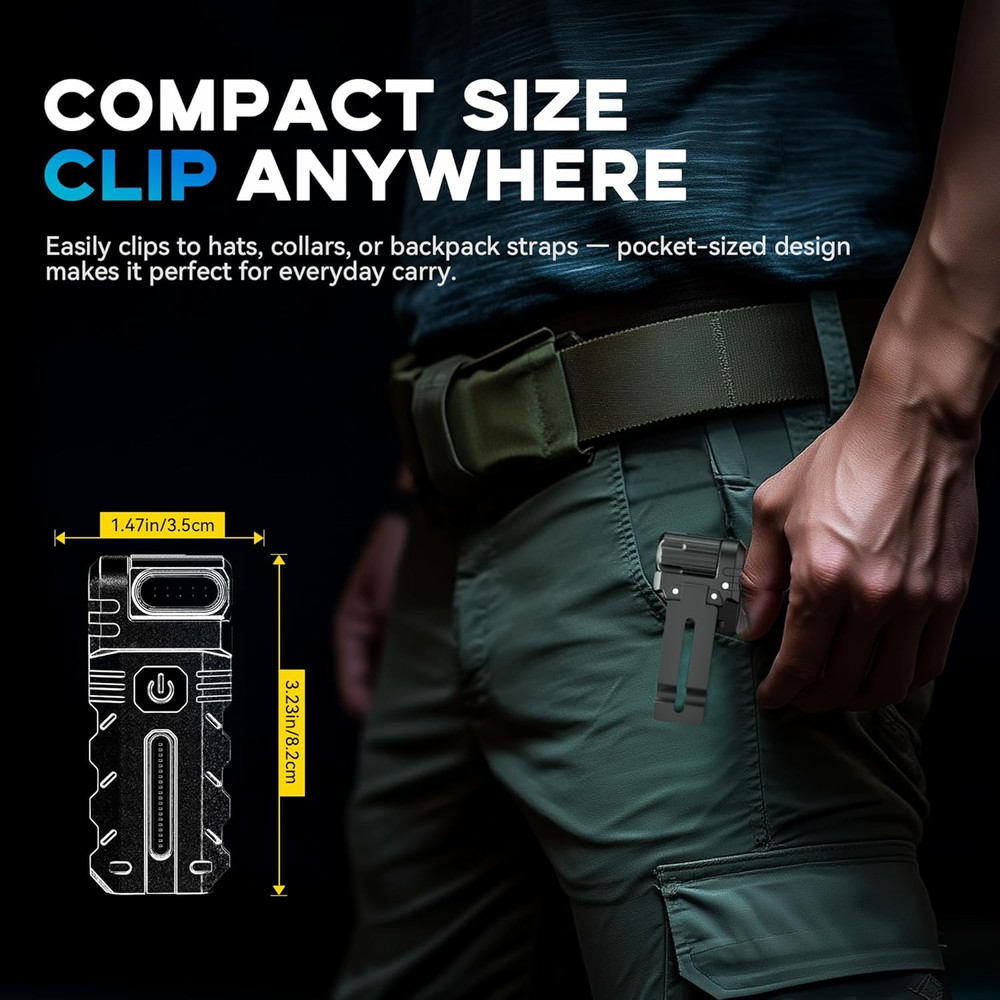 2PACK LED Flashlight Rechargeable, 600 Lumens Portable Flat Mini Flashlights wit