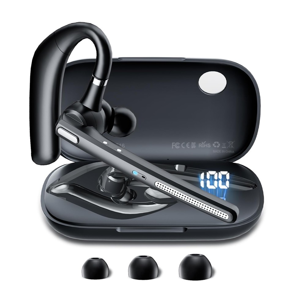 COTOE Bluetooth Headset V5.3, Wireless Earpiece with 500mAh Charging Black