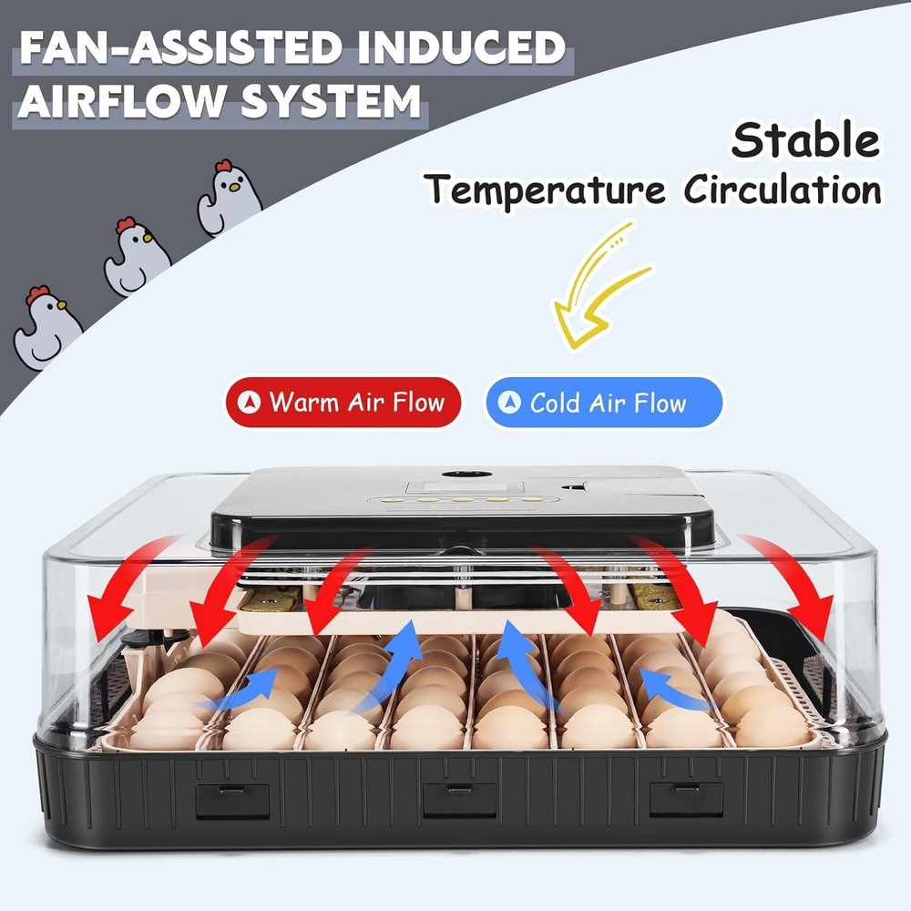 56 Egg Incubator for Hatching Eggs with Automatic Egg Turning & Built-in Candler