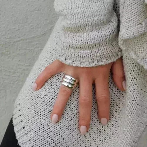 Chunky Large Dome Ring 925 Sterling Silver Ring Thick Wide Band Statement Ring